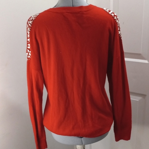 COPY - INC Red Cold Shoulder Sweater with Emblishments  Size Large - Picture 3 of 5